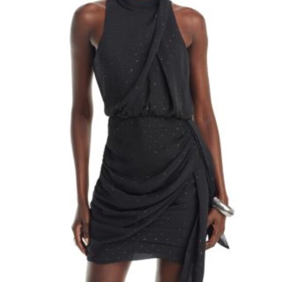 AQUA | Metallic Draped Mini Dress  (Size XS) - Picture 8 of 8